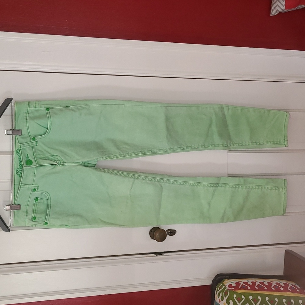 Request Jeans Vibrant Green Denim, Size 7/28